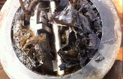 Check valve blocked with debris
